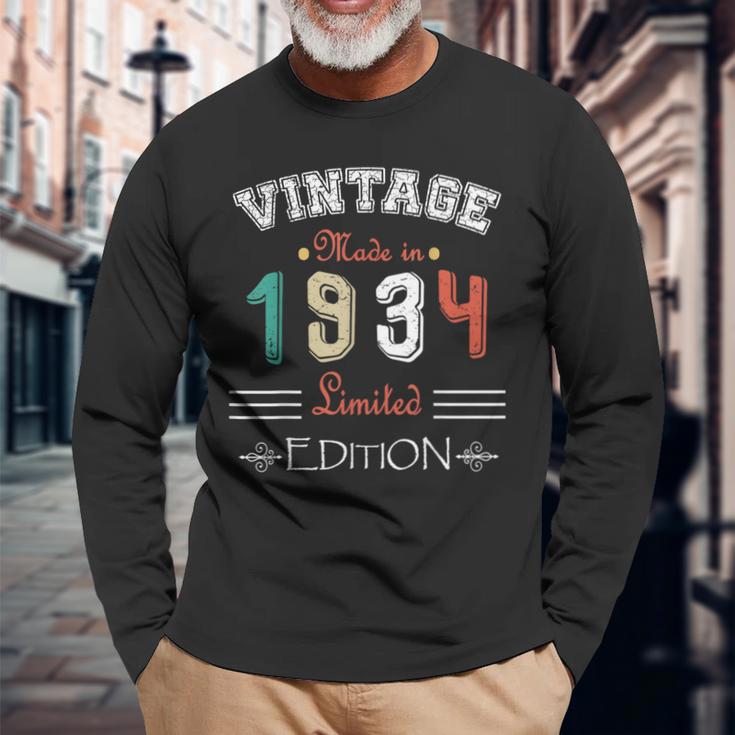 Geboren Im Jahr 1934Intage Made In 1934 Geburtstag Jahrestag 90 Langarmshirts Geschenke für alte Männer