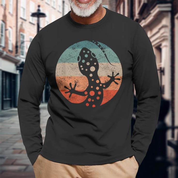 Gecko Retro Herpetologist Reptile Vintage Lizard Long Sleeve T-Shirt Gifts for Old Men