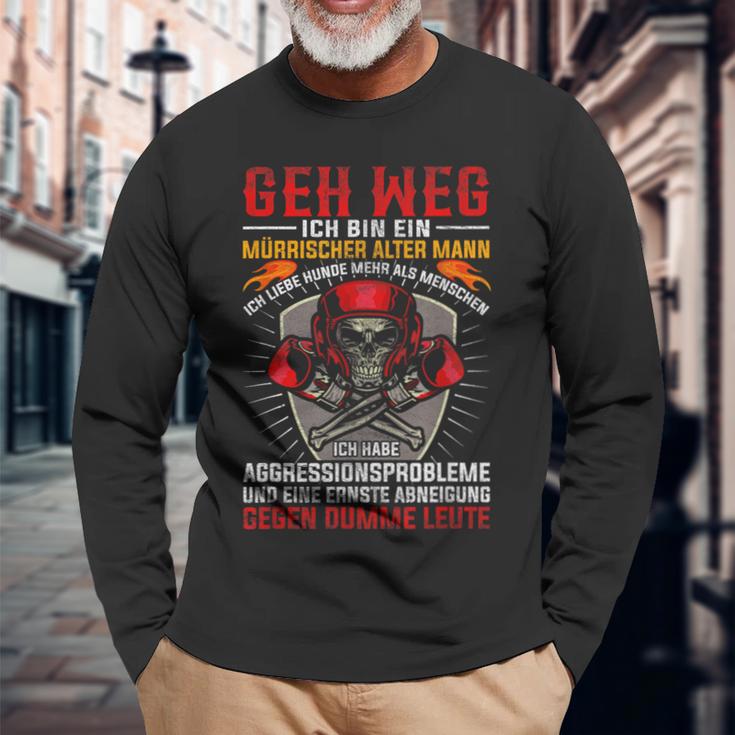 Geh Weg Ich Bin Ein Mürrische Alter Mann Skull Langarmshirts Geschenke für alte Männer