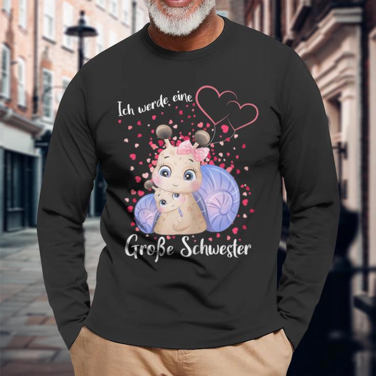 German Announcement Ich Werde Große Schwester S Langarmshirts Geschenke für alte Männer