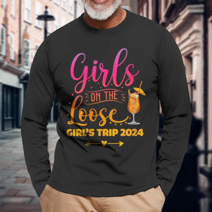 Girls On The Loose Tie Dye Girls Weekend Trip 2024 Long Sleeve T-Shirt Gifts for Old Men