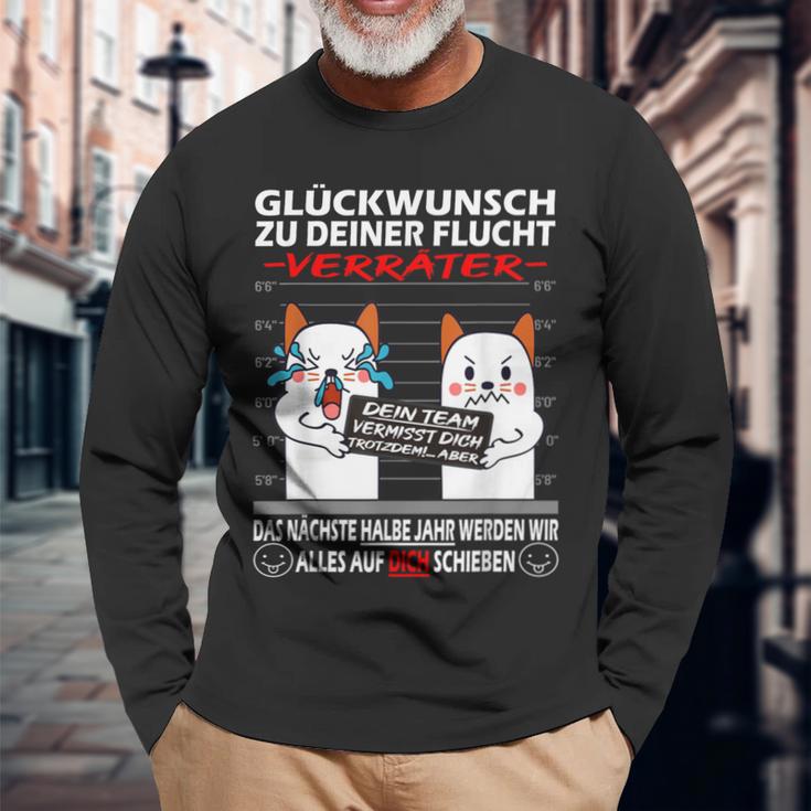 Glückwunsch Zu Deiner Flucht Kündigung Neuen Job Cat S Langarmshirts Geschenke für alte Männer