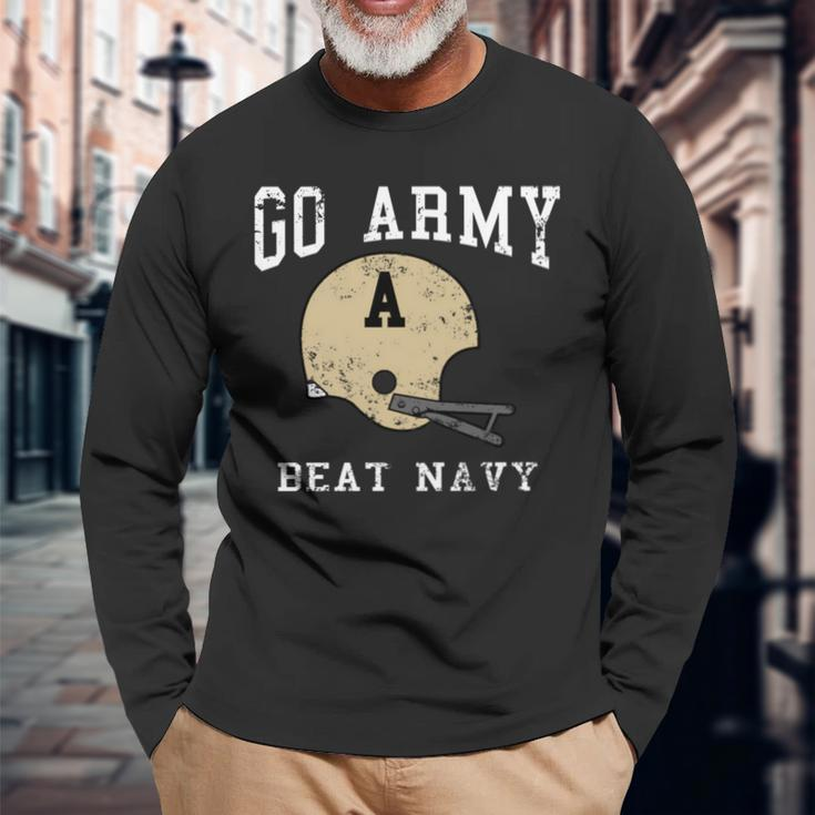 Go Army Beat Navy America's Game Vintage Football Helmet Long Sleeve T-Shirt Gifts for Old Men