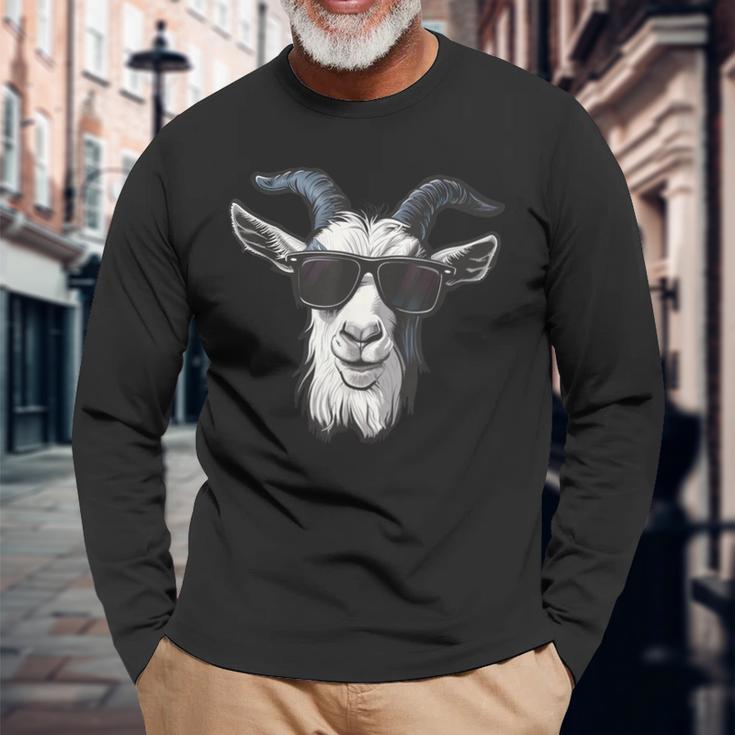 Goat Sunglasses Graphic Long Sleeve T-Shirt Gifts for Old Men