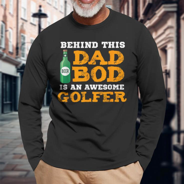 Golf Dad Bod Fathers Day Birthday Christmas Long Sleeve T-Shirt Gifts for Old Men