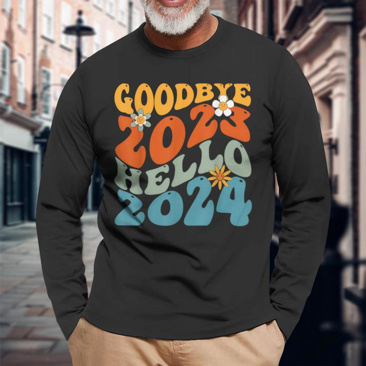 Goodbye 2023 Hello 2024 Happy New Year Long Sleeve T-Shirt Gifts for Old Men