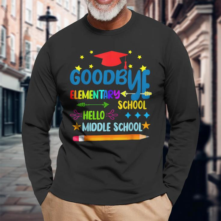 Goodbye Elementary Hello Middle School Graduation 2024 Long Sleeve T-Shirt Gifts for Old Men