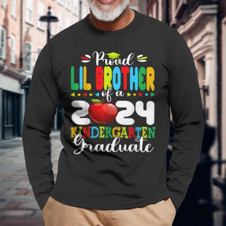 Graduation Proud Lil Brother Of A 2024 Kindergarten Graduate Long Sleeve T-Shirt Gifts for Old Men