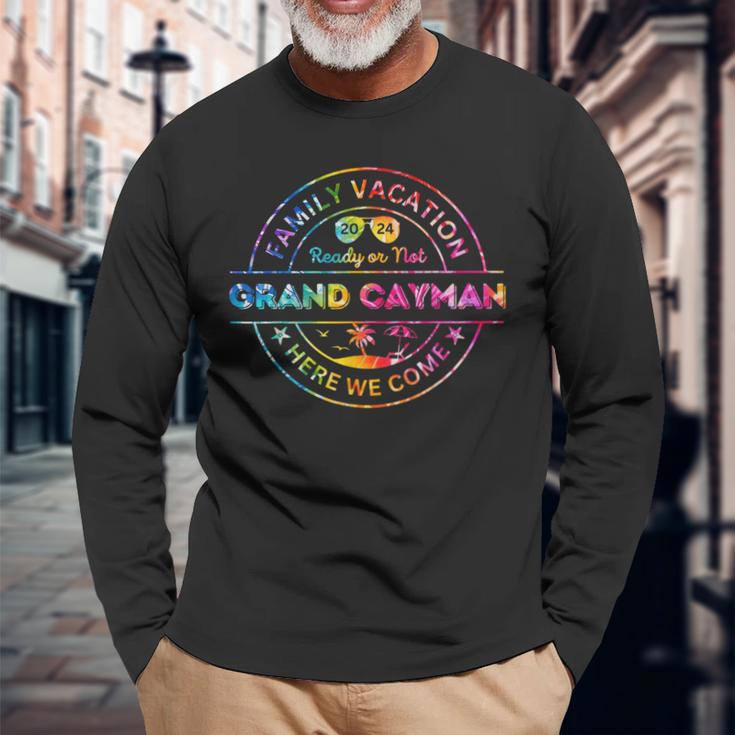 Grand Cayman 2024 Tie Dye Family Vacation Matching Vacay Long Sleeve T-Shirt Gifts for Old Men