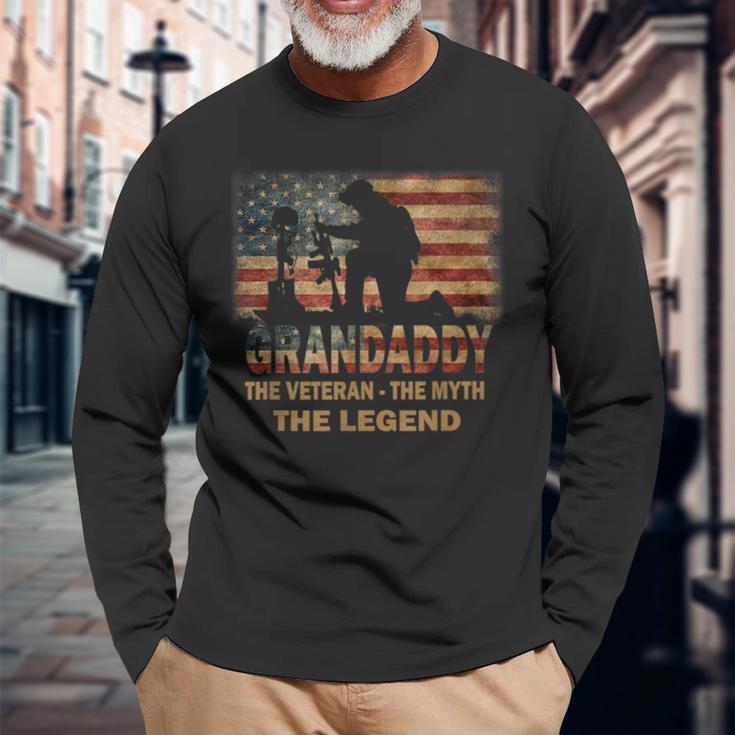 Grandaddy The Veteran Myth Legend Father's Day Long Sleeve T-Shirt Gifts for Old Men