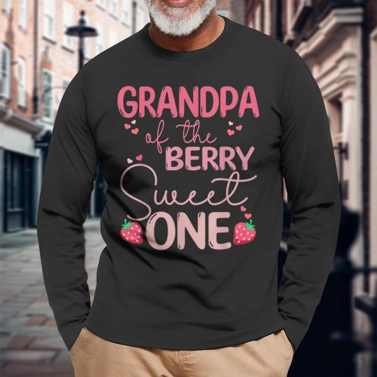 Grandpa Of The Berry Sweet One Strawberry First Birthday Long Sleeve T-Shirt Gifts for Old Men