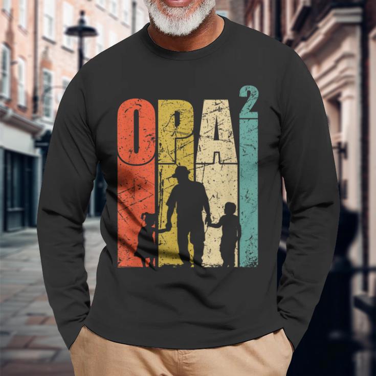 Grandpa Hoch 2 Doppelfach Opa Der Opa Mit 2 Grandchildren Langarmshirts Geschenke für alte Männer