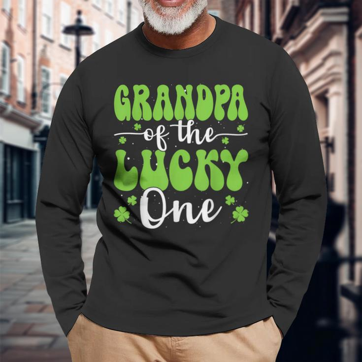 Grandpa Of The Lucky One First Birthday St Patrick's Day Long Sleeve T-Shirt Gifts for Old Men