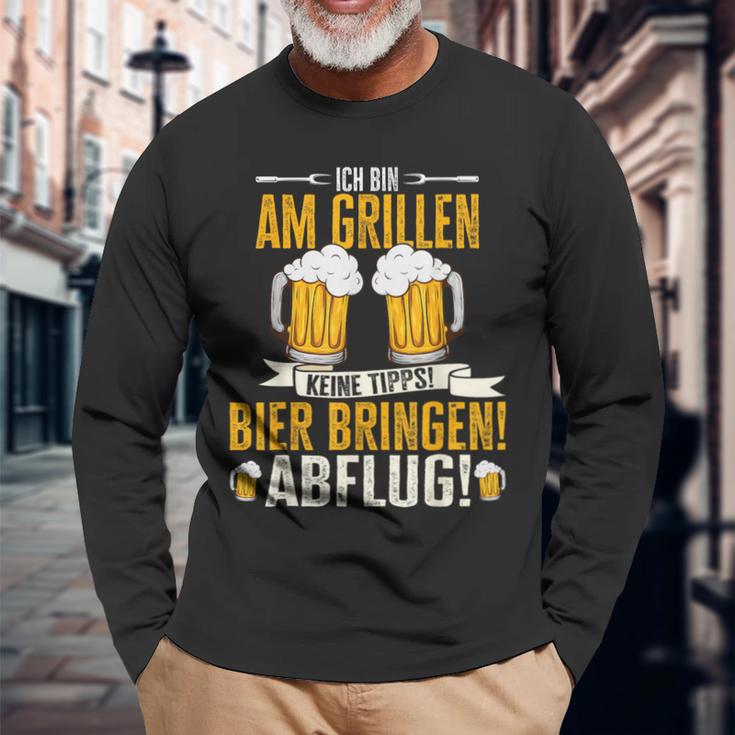 Grillmeister Bin Am Grill Papa Bbq Grill Grillabend Langarmshirts Geschenke für alte Männer