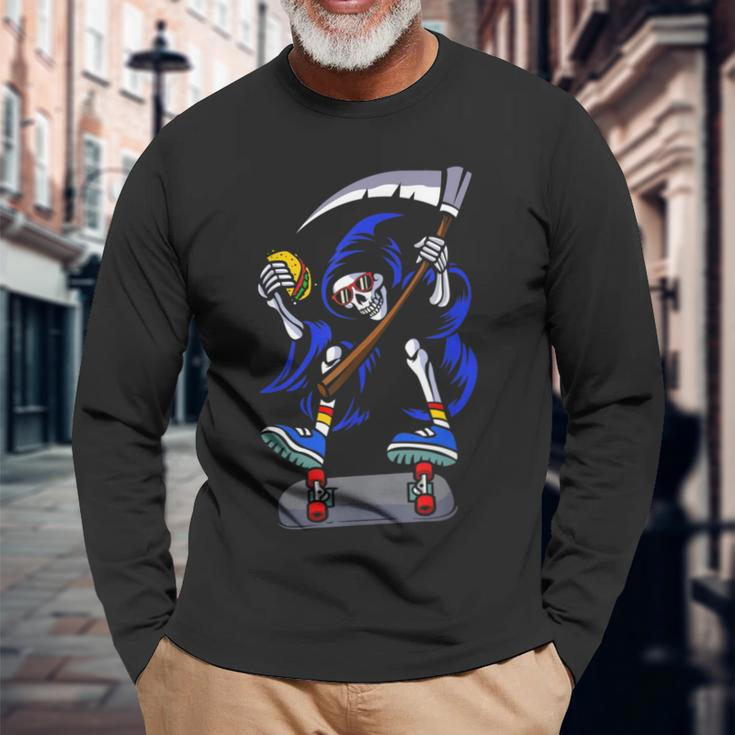 Grim Reaper Taco Long Sleeve T-Shirt Gifts for Old Men