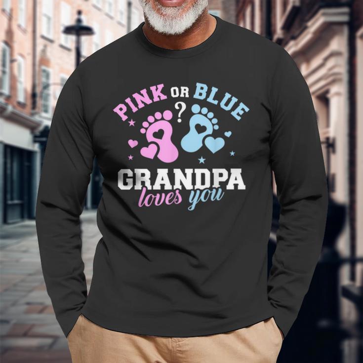 Großvater Langarmshirts Pink or Blue, Grandpa Loves You für Geschlechtsenthüllung Geschenke für alte Männer