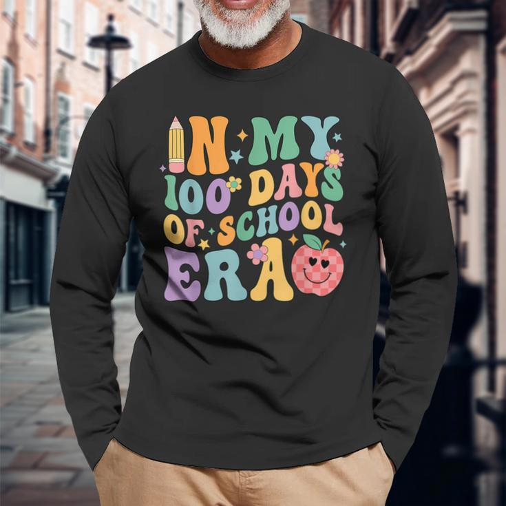 Groovy In My 100 Days Of School Era Student Teacher Long Sleeve T-Shirt Gifts for Old Men