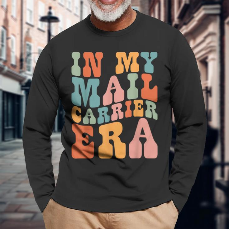 Groovy In My Mail Carrier Era Mail Carrier Retro Long Sleeve T-Shirt Gifts for Old Men