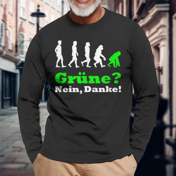 Grüne Nein Danke German Black Langarmshirts Geschenke für alte Männer