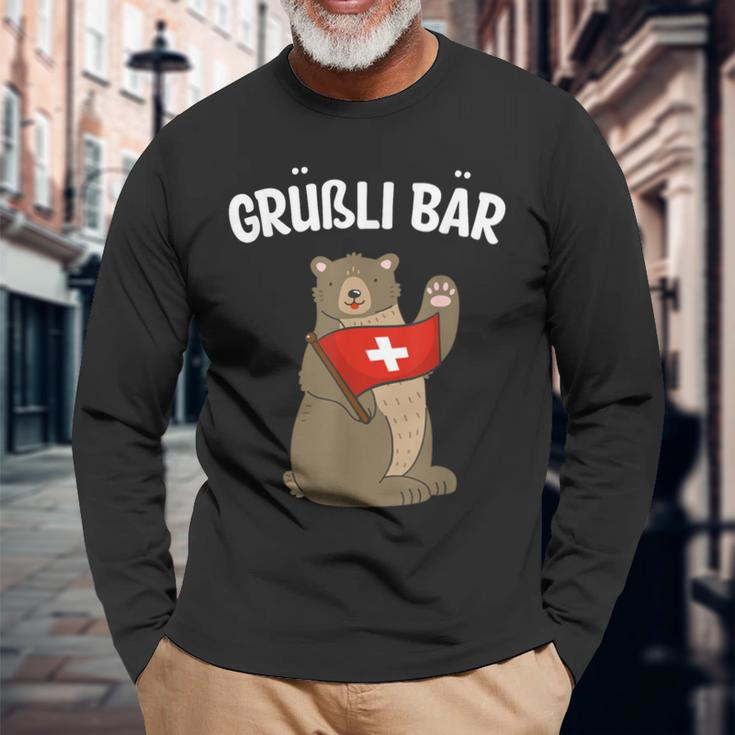 Grüßli Bear Swiss Grüezi Grizzly Bear Langarmshirts Geschenke für alte Männer