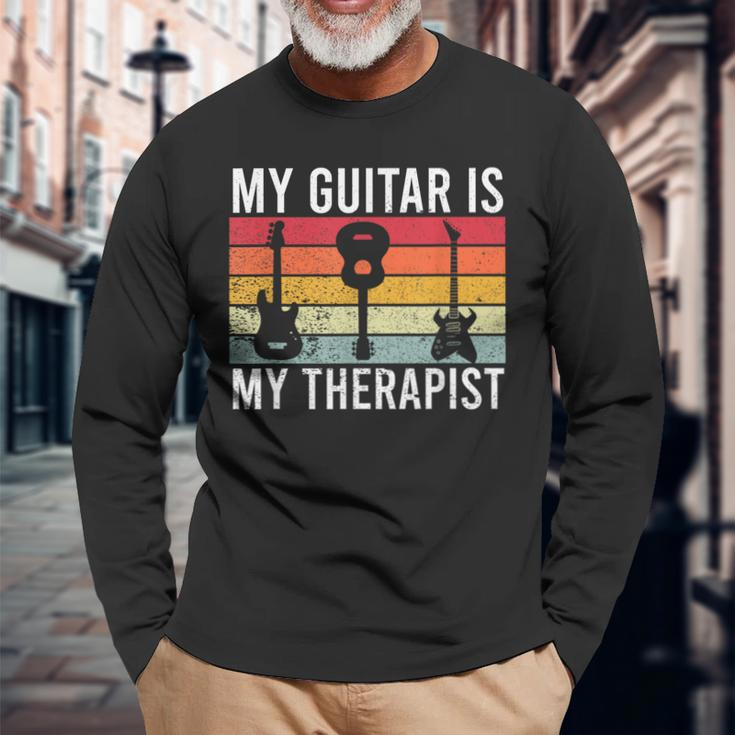 Guitar Guitarist Vintage Musician Sayings Long Sleeve T-Shirt Gifts for Old Men