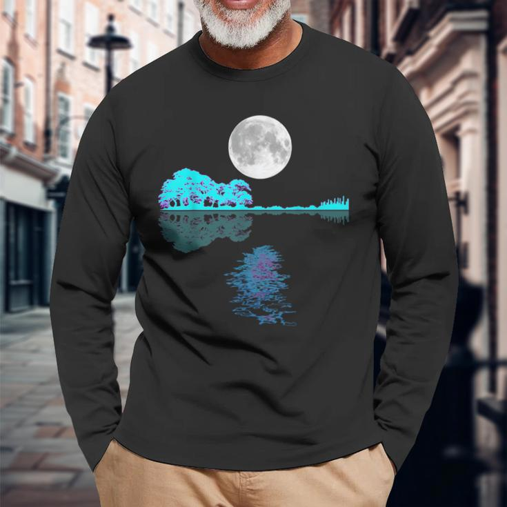 Guitar Lake Shadow Love Guitar Musician Guitar Graphic Long Sleeve T-Shirt Gifts for Old Men