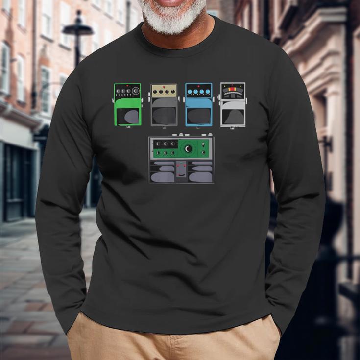 Guitar PedalsClassic Rock Effects Guitarist Long Sleeve T-Shirt Gifts for Old Men