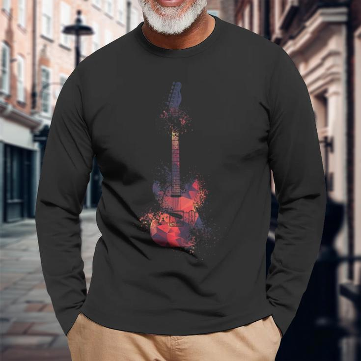Guitar Player Guitar Motif Silhouette Langarmshirts Geschenke für alte Männer