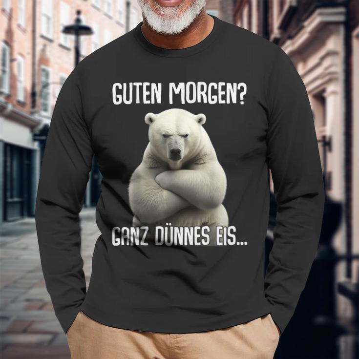 Guten Morgen Ganz Dünnes Eis Morgenmuffel Eisbär Langarmshirts Geschenke für alte Männer