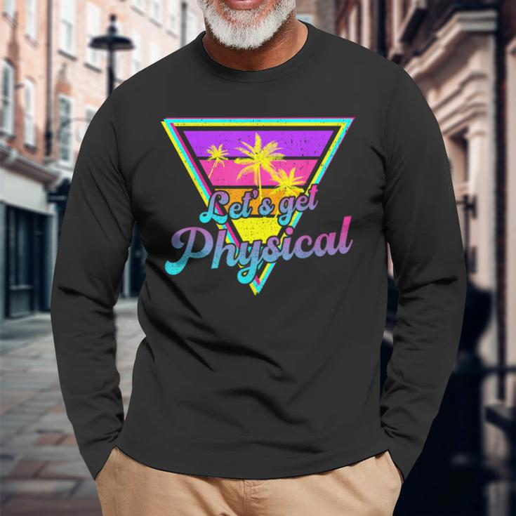 Gym Let's Get Physical Workouts Lover Fitness Sunset Vintage Long Sleeve T-Shirt Gifts for Old Men