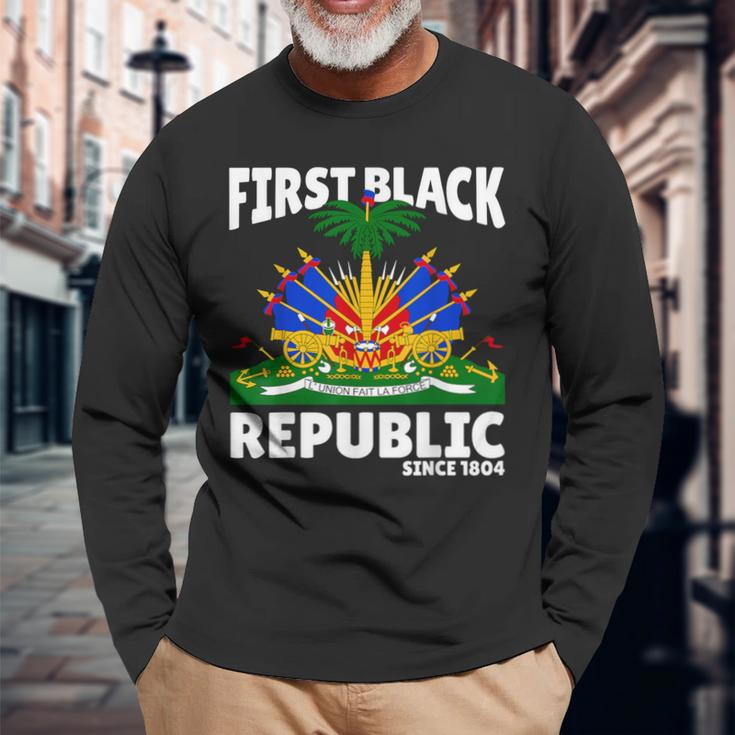 Haiti Heritage Since 1804 Proud Zoe Happy Haitian Flag Day Long Sleeve T-Shirt Gifts for Old Men