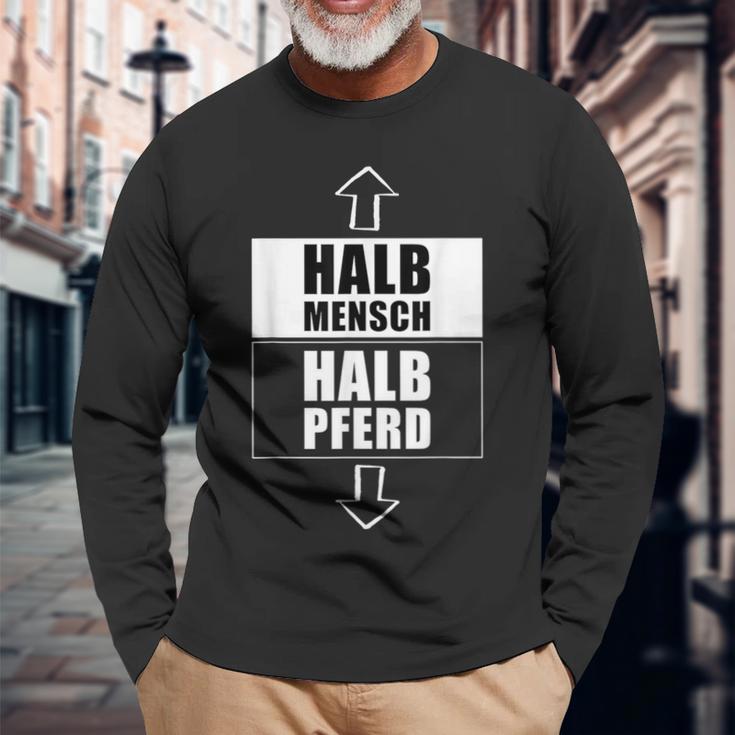 Halb Mensch Halb Pferd Pferdemensch Humor Zentaur Langarmshirts Geschenke für alte Männer