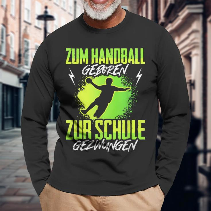 Handballgeborenes Kindershirt - Zur Schule Gezwungen, Handball-Langarmshirts Geschenke für alte Männer