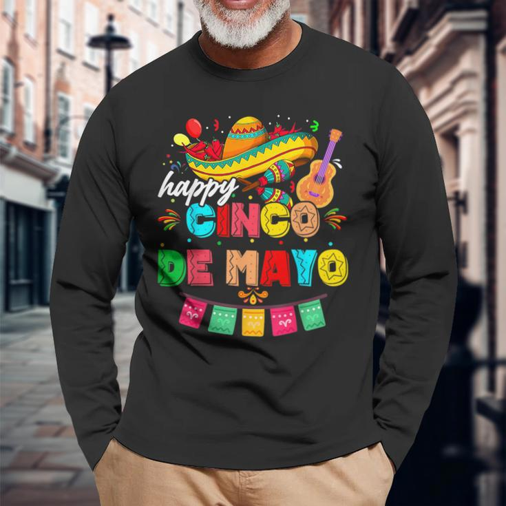 Happy 5 De Mayo Lets Fiesta Viva Mexico Cinco De Mayo Man Long Sleeve T-Shirt Gifts for Old Men