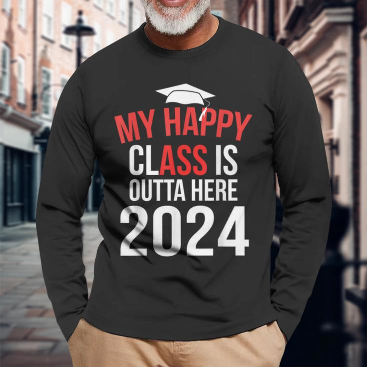 My Happy Class Is Outta Here 2024 Senior 24 Graduate Long Sleeve T-Shirt Gifts for Old Men