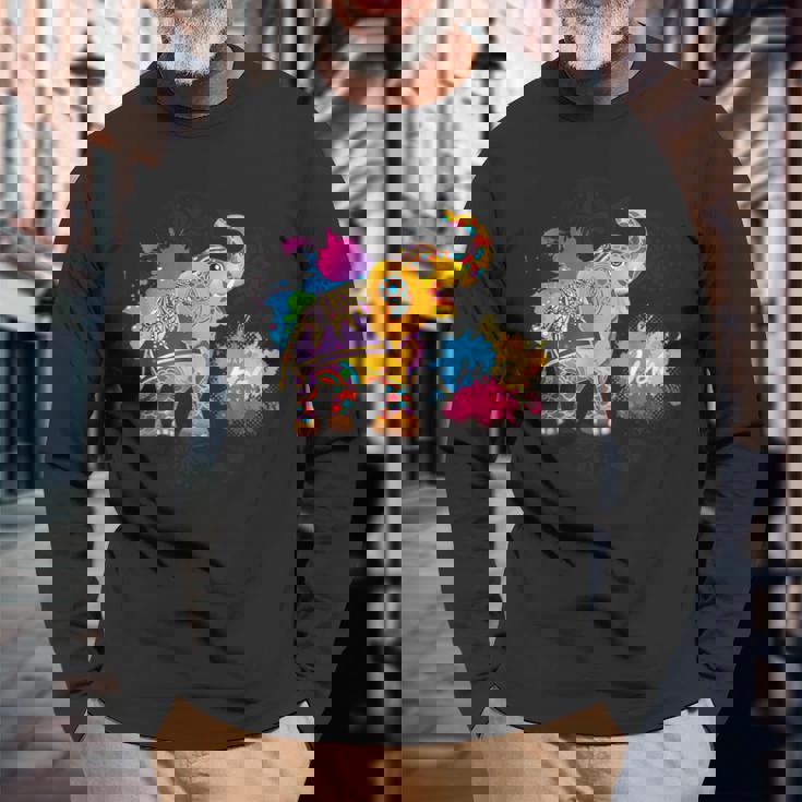 Happy Holi Festival Of Colors Indian Hindu Spring Long Sleeve T-Shirt Gifts for Old Men