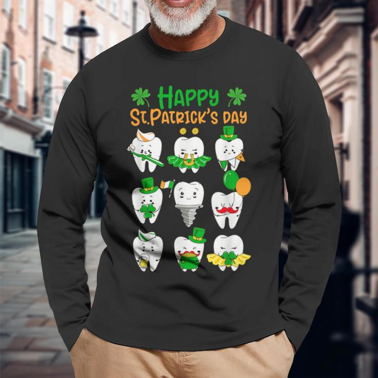 Happy St Patrick Day Dental Saint Paddys Th Irish Dentist Long Sleeve T-Shirt Gifts for Old Men