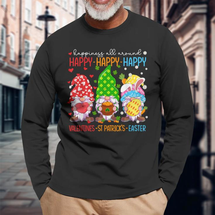 Happy Valentines St Patrick Easter Happy Holiday Gnome Long Sleeve T-Shirt Gifts for Old Men