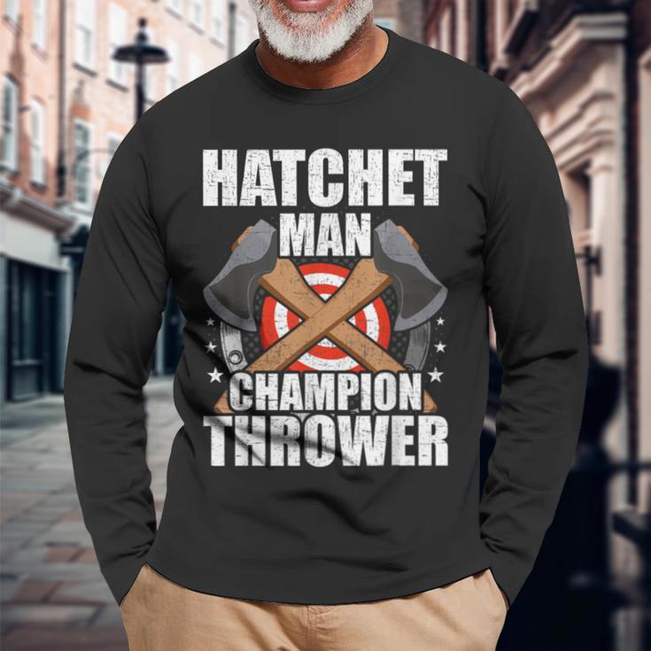 Hatchet Man Champion Axe Throwing Lumberjack Long Sleeve T-Shirt Gifts for Old Men