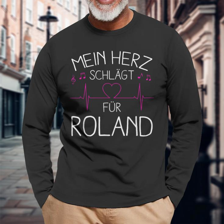 My Heart Beats Fur Roland I Love Roland Langarmshirts Geschenke für alte Männer
