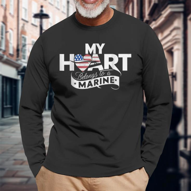 My Heart Belongs To A Marine Long Sleeve T-Shirt Gifts for Old Men