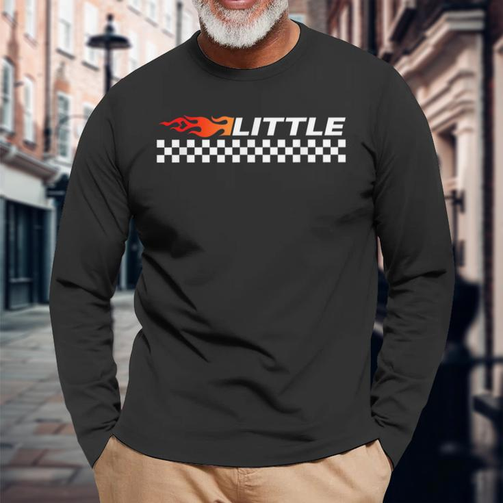 Heart Flame Race Car Big Little Sorority Reveal For Little Long Sleeve T-Shirt Gifts for Old Men