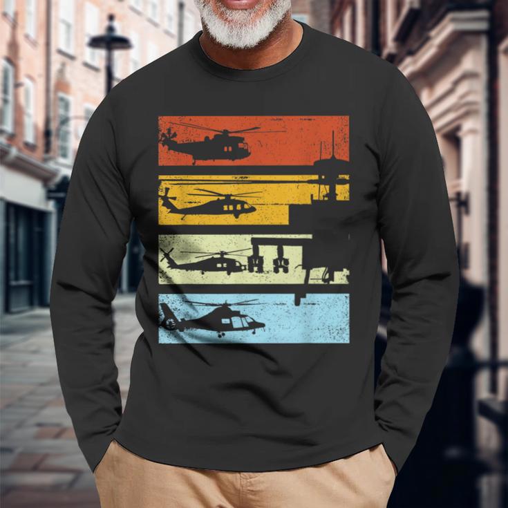 Helicopterintage Helicopter Pilot Langarmshirts Geschenke für alte Männer