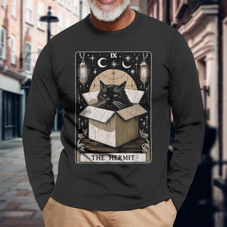 The Hermit Tarot Card Cat Lover Cat Long Sleeve T-Shirt Gifts for Old Men