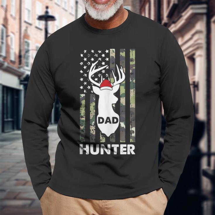 Herren Dad Hunter Weihnachten Coole Amerikanische Flagge Jagd Papaater Langarmshirts Geschenke für alte Männer