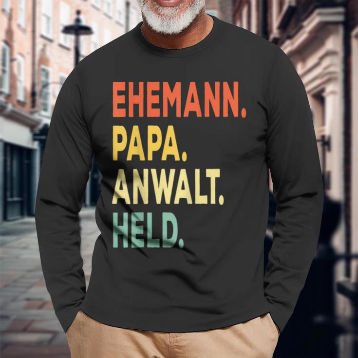 Herren Ehemann Papa Anwalt Held Retro-Jahrgangatertag Langarmshirts Geschenke für alte Männer