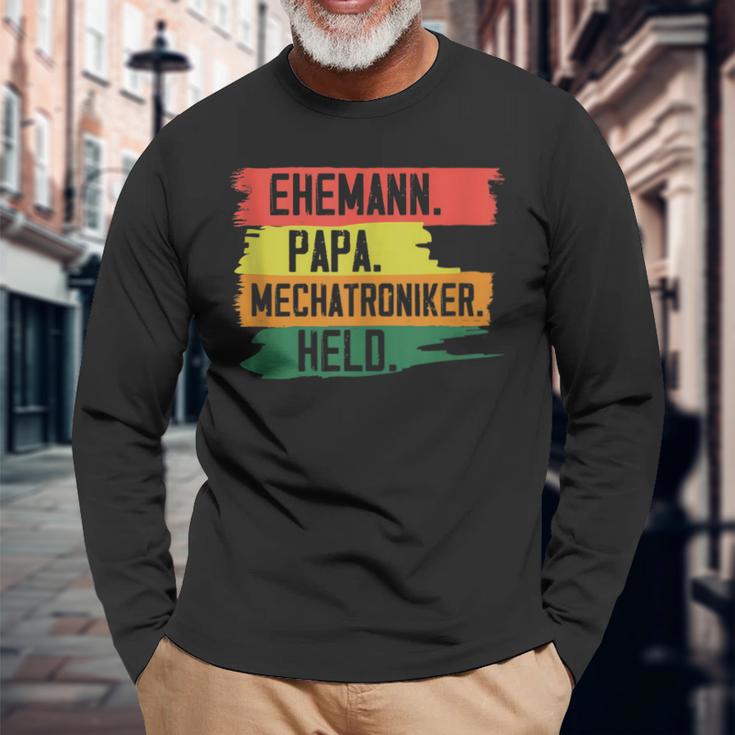 Herren Ehemann Papa Mechatroniker Heldateratertag Geschenk Langarmshirts Geschenke für alte Männer