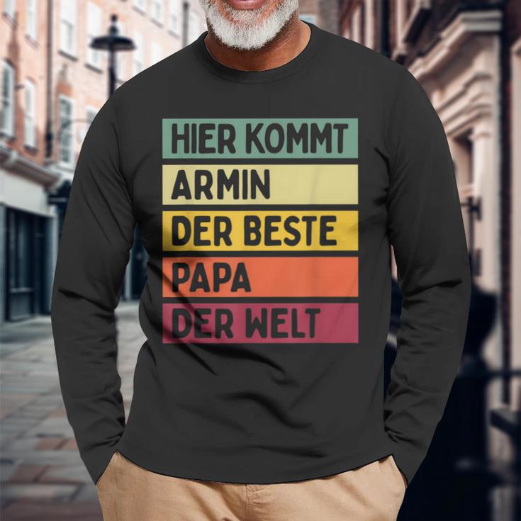 Herren Hier Kommt Armin Der Beste Papa Der Weltatertag Retro Langarmshirts Geschenke für alte Männer