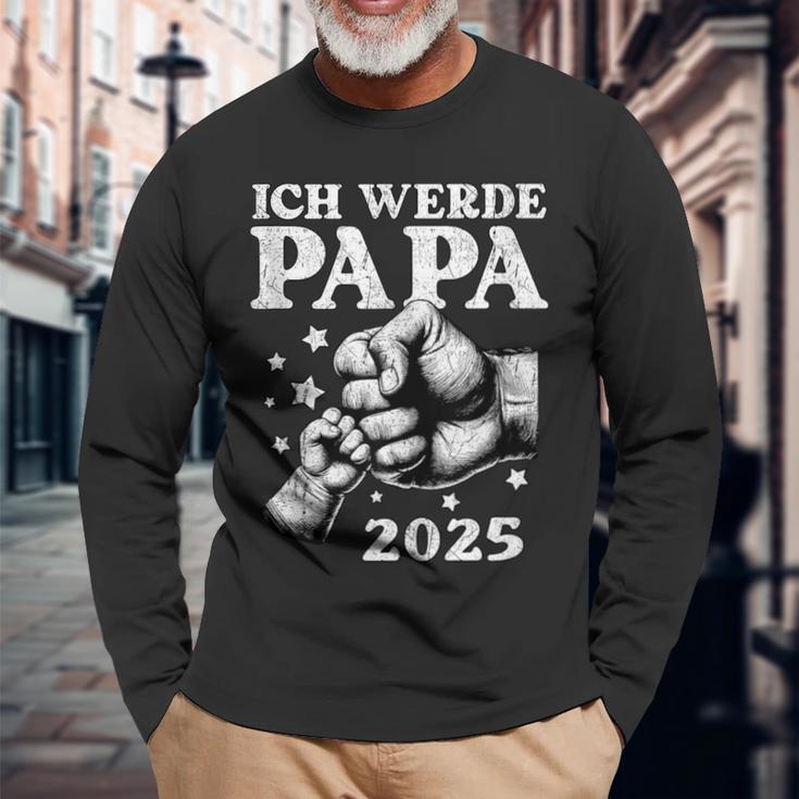 Herren Ich Werde Papa 2025 Baby Ankündigung Papa 2025 Langarmshirts Geschenke für alte Männer