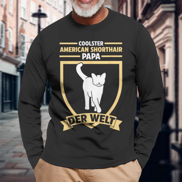 Herren Katzen Papaateratertag American Shorthair Langarmshirts Geschenke für alte Männer